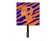 Letter B Initial Tiger Stripe Blue and Orange Leash Holder or Key Hook