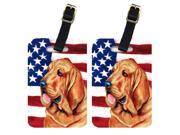 Pair of USA American Flag with Bloodhound Luggage Tags LH9016BT