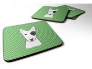 Set of 4 Green Checkered Bull Terrier Foam CoastersBB1132FC