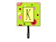 Letter K Initial Monogram Green Leash Holder or Key Hook