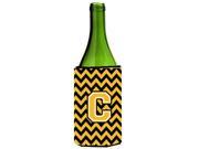 Letter C Chevron Black and Gold Wine Bottle Beverage Insulator Hugger CJ1053 CLITERK