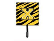 Letter X Initial Monogram Tiger Stripe Black Gold Leash Holder or Key Hook