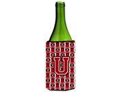 Letter U Football Red Black and White Wine Bottle Beverage Insulator Hugger CJ1073 ULITERK