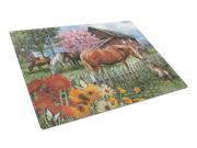 Horses Chatting with The Neighbors Glass Cutting Board Large PTW2020LCB