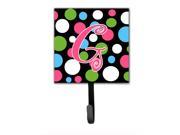 Letter G Initial Monogram Polkadots and Pink Leash Holder or Key Hook