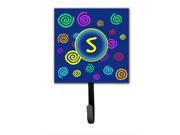 Letter S Initial Monogram Blue Swirls Leash Holder or Key Hook