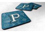 Set of 4 Letter P Sea Doodles Initial Alphabet Foam Coasters CJ2014 PFC