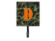 Letter D Initial Monogram Camo Green Leash Holder or Key Hook