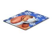 Basset Hound Winter Snowflakes Holiday Mouse Pad Hot Pad or Trivet