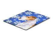 Fox Terrier Winter Snowflakes Holiday Mouse Pad Hot Pad or Trivet