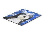 Bearded Collie Winter Snowflakes Holiday Mouse Pad Hot Pad or Trivet