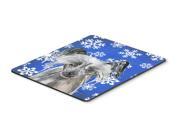 Chinese Crested Blue Snowflake Winter Mouse Pad Hot Pad or Trivet