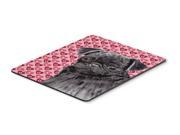 Pug Black Hearts Love and Valentine s Day Portrait Mouse Pad Hot Pad or Trivet