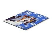 Basset Hound Winter Snowflakes Holiday Mouse Pad Hot Pad or Trivet