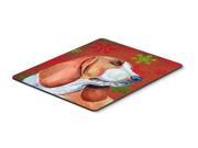Basset Hound Red and Green Snowflakes Christmas Mouse Pad Hot Pad or Trivet