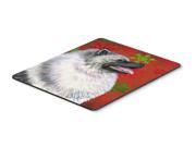 Keeshond Red and Green Snowflakes Christmas Mouse Pad Hot Pad or Trivet