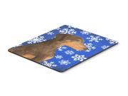 Doberman Winter Snowflakes Holiday Mouse Pad Hot Pad or Trivet