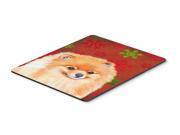 Pomeranian Red and Green Snowflakes Christmas Mouse Pad Hot Pad or Trivet