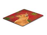 Min Pin Red and Green Snowflakes Holiday Christmas Mouse Pad Hot Pad or Trivet