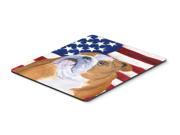 USA American Flag with Bulldog English Mouse Pad Hot Pad or Trivet