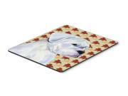 Boxer White Fall Leaves Portrait Mouse Pad Hot Pad or Trivet