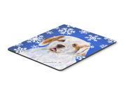 Clumber Spaniel Winter Snowflakes Holiday Mouse Pad Hot Pad or Trivet