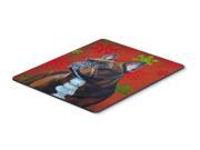 French Bulldog Red and Green Snowflakes Christmas Mouse Pad Hot Pad or Trivet