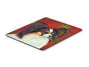 Papillon Red and Green Snowflakes Christmas Mouse Pad Hot Pad or Trivet