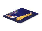 Lady with her Corgi Mouse Pad Hot Pad or Trivet