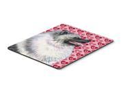 Keeshond Hearts Love and Valentine s Day Portrait Mouse Pad Hot Pad or Trivet