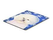 Bichon Frise Winter Snowflakes Holiday Mouse Pad Hot Pad or Trivet