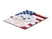 USA American Flag with Maltese Mouse Pad Hot Pad or Trivet