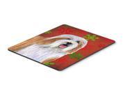 Bearded Collie Red and Green Snowflakes Christmas Mouse Pad Hot Pad or Trivet