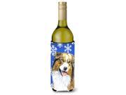 Australian Shepherd Winter Snowflakes Holiday Wine Bottle Beverage Insulator Beverage Insulator Hugger