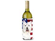 USA American Flag with Westie Wine Bottle Beverage Insulator Beverage Insulator Hugger