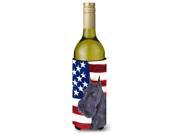 USA American Flag with Schnauzer Wine Bottle Beverage Insulator Beverage Insulator Hugger SS4007LITERK