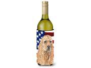 Cocker Spaniel Buff USA American Flag Wine Bottle Beverage Insulator Beverage Insulator Hugger