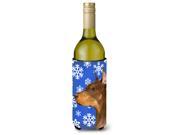 Doberman Winter Snowflakes Holiday Wine Bottle Beverage Insulator Beverage Insulator Hugger SS4606LITERK