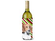 English Foxhound Candy Cane Christmas Wine Bottle Beverage Insulator Beverage Insulator Hugger