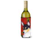Chihuahua Red and Green Snowflakes Holiday Christmas Wine Bottle Beverage Insulator
