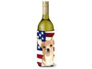 USA American Flag Chihuahua Wine Bottle Beverage Insulator Beverage Insulator Hugger RDR3009LITERK