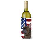 USA American Flag with French Bulldog Wine Bottle Beverage Insulator Beverage Insulator Hugger SS4003LITERK