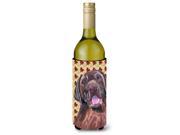 Labrador Chocolate Fall Leaves Portrait Wine Bottle Beverage Insulator Beverage Insulator Hugger