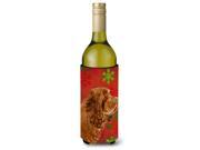 Sussex Spaniel Red Green Snowflake Holiday Christmas Wine Bottle Beverage Insulator Beverage Insulator Hugger