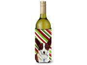 Corgi Candy Cane Holiday Christmas Wine Bottle Beverage Insulator Beverage Insulator Hugger