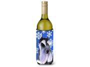 Schnauzer Winter Snowflakes Holiday Wine Bottle Beverage Insulator Beverage Insulator Hugger SS4615LITERK