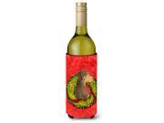 Doberman Cristmas Wreath Wine Bottle Beverage Insulator Beverage Insulator Hugger