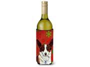 Corgi Red and Green Snowflakes Holiday Christmas Wine Bottle Beverage Insulator Beverage Insulator Hugger