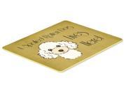 White Poodle Spoiled Dog Lives Here Kitchen or Bath Mat 24x36 BB1505JCMT