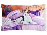 Fox Terrier Waiting on Mom Decorative Canvas Fabric Pillow
